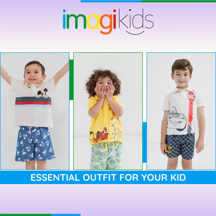 Disney Mickey Mouse Boys' 2-Piece Polo Shirt and Shorts Set Tusk Blue