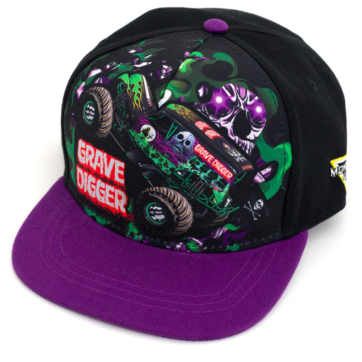 Monster Jam Grave Digger Boys' Strapback Baseball Cap Black