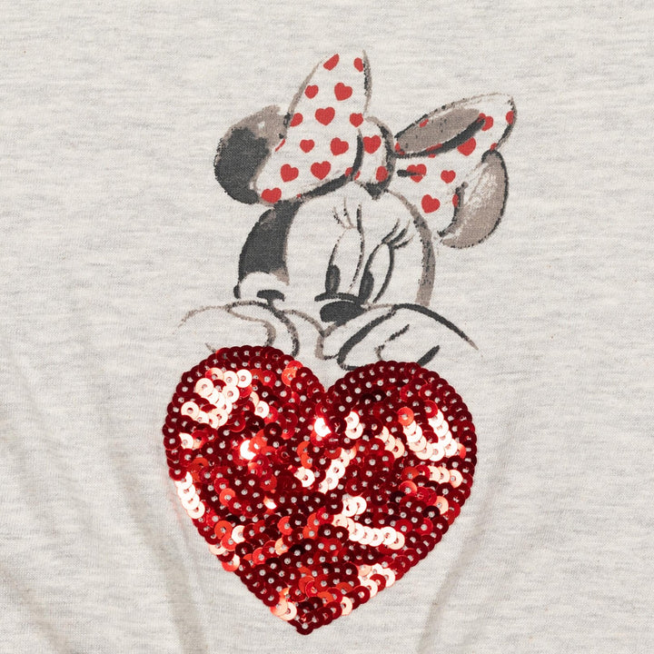 Minnie Mouse Girls' 2-Pack Glitter Tees Grey Oatmeal Mickey