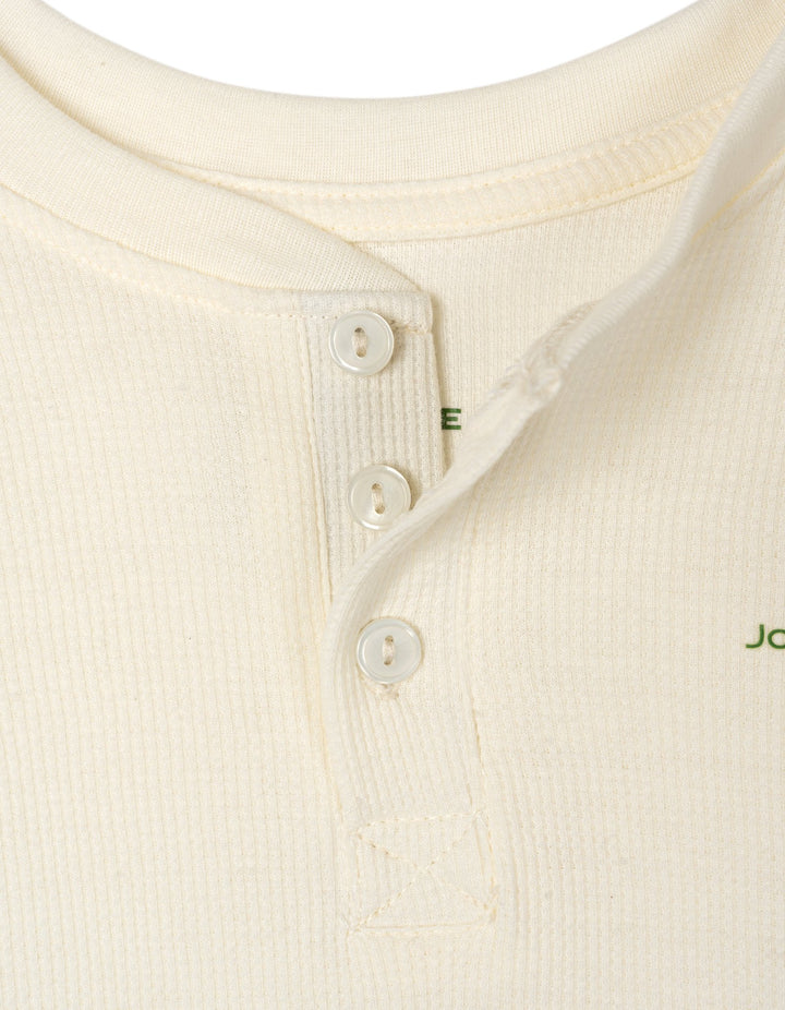 John Deere Boys' Waffle Knit Henley Shirt Tusk Off White