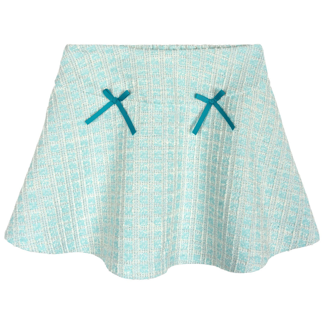 Frozen Queen Elsa Girls' Fleece Sweatshirt and Plaid Pleated Skirt Set Blue