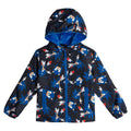 SEGA Sonic the Hedgehog Boys' Hooded Zip-Up Rain Jacket Black Blue