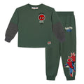Marvel Comics Boys' Fleece 2-Piece Sweatshirt and Pants Set Spider Man Green