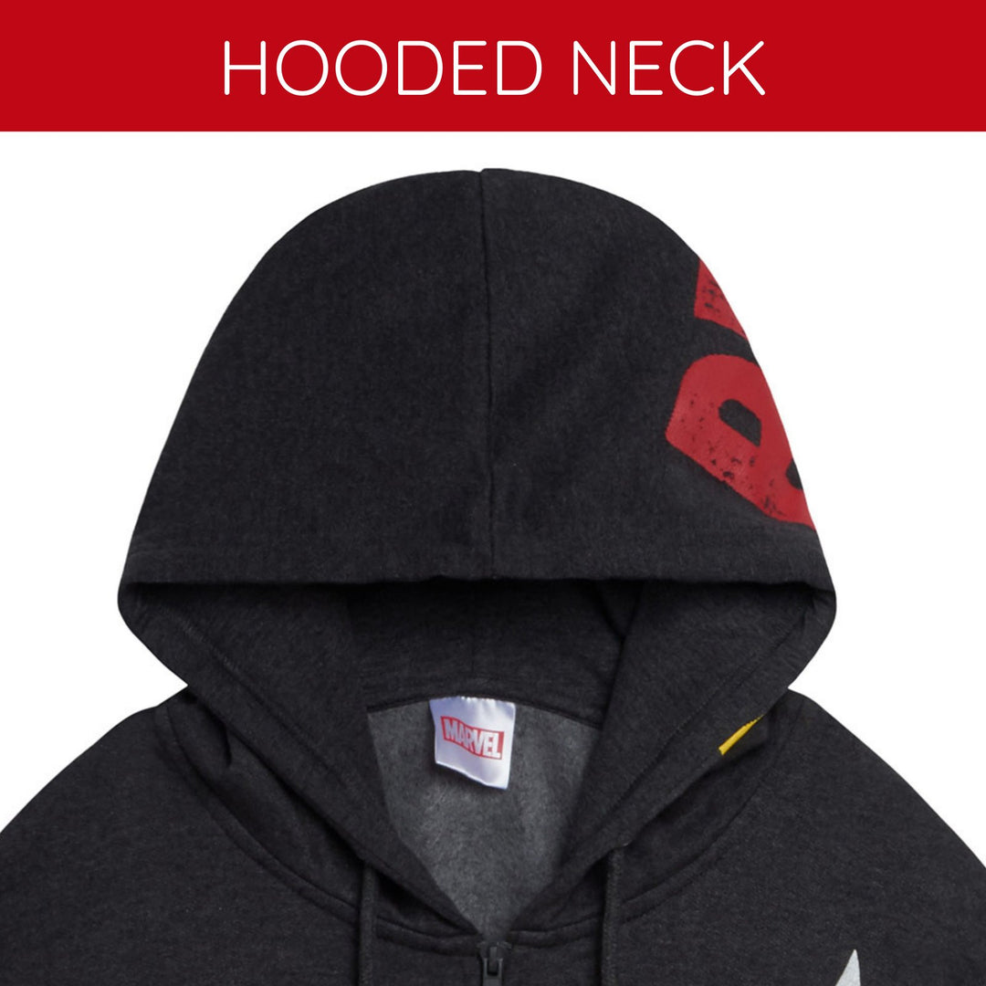 Deadpool Men's Marvel Deadpool and Wolverine Fleece Zip Up Hoodie Grey Wolv