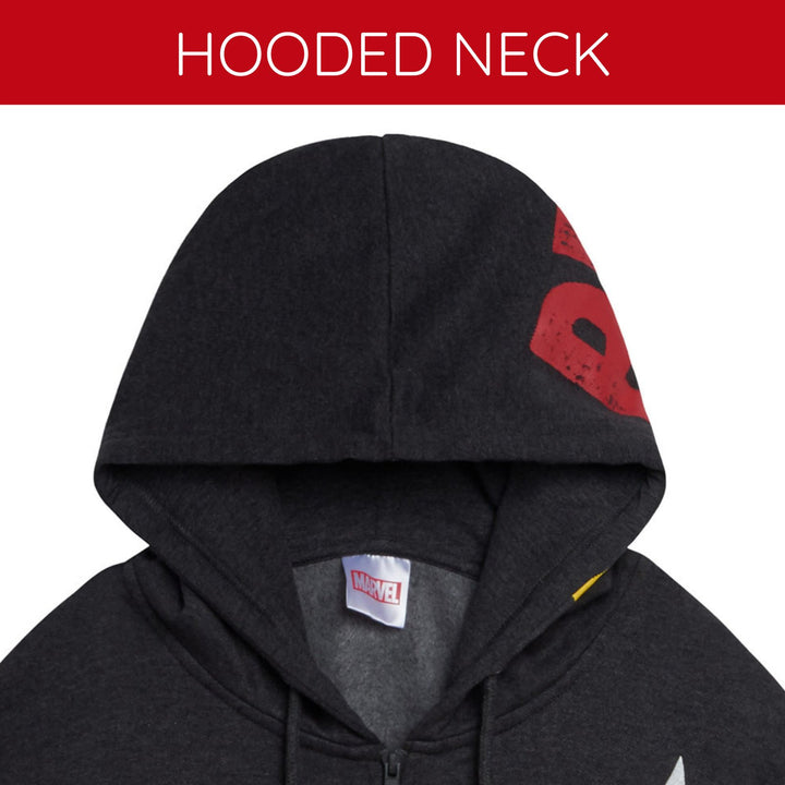 Deadpool Men's Marvel Deadpool and Wolverine Fleece Zip Up Hoodie Grey Wolv