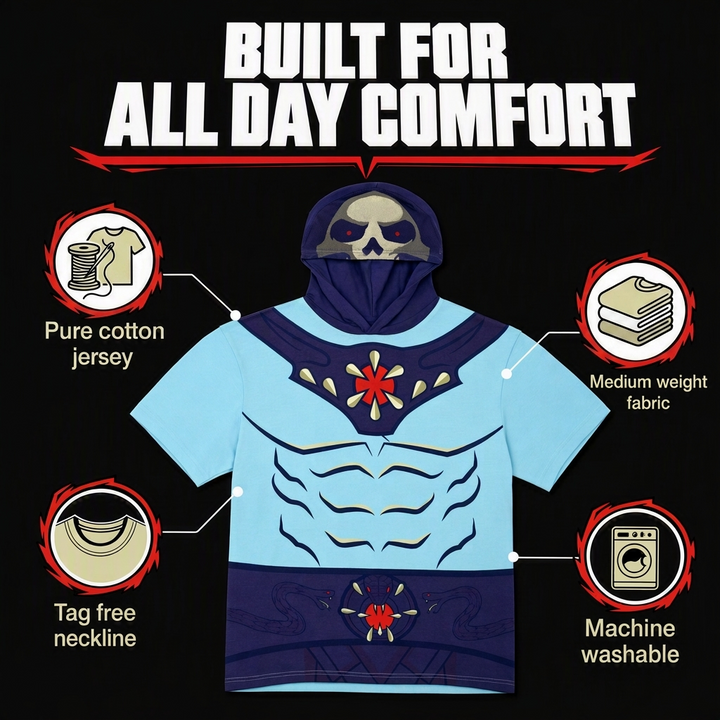 Masters of the Universe Skeletor Men's Cosplay Hooded T-Shirt Purple