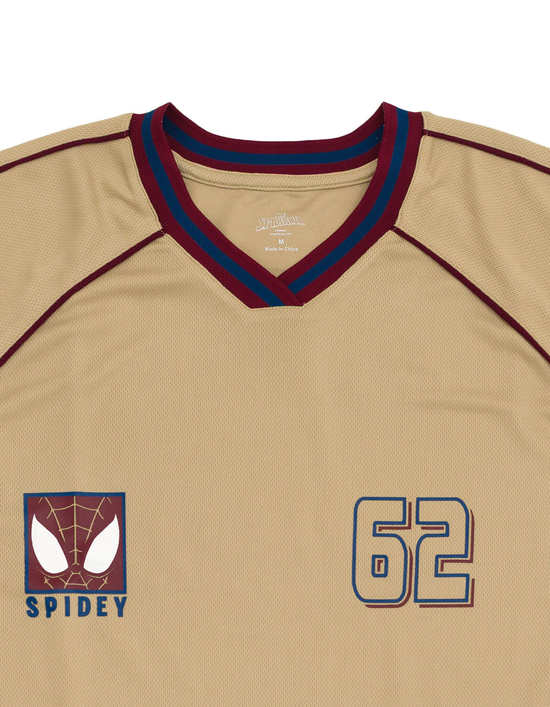Marvel Spider-Man Men's Athletic Jersey Shirt  V-neck T-Shirt Khaki