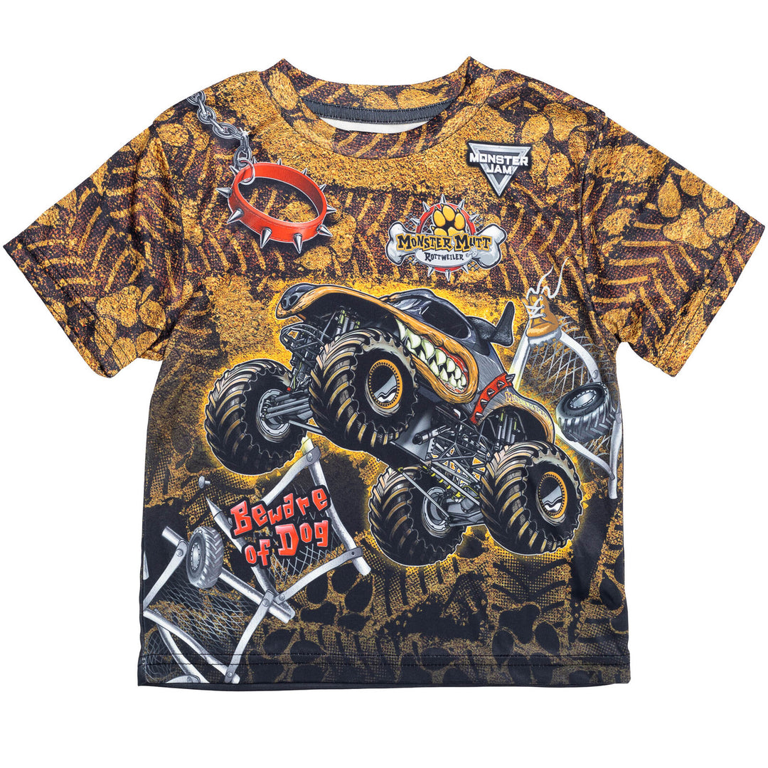 Monster Jam Monster Mutt Boys' Athletic Short Sleeve T-Shirt Brown