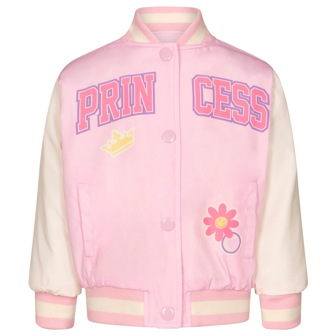 Disney Princess Girls' Varsity Bomber Jacket Pastel Pink