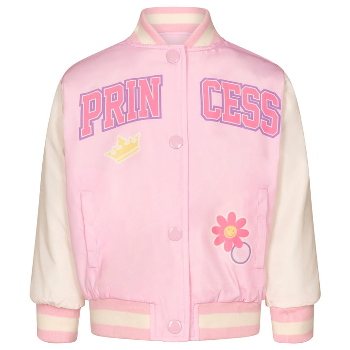 Disney Princess Girls' Varsity Bomber Jacket Pastel Pink