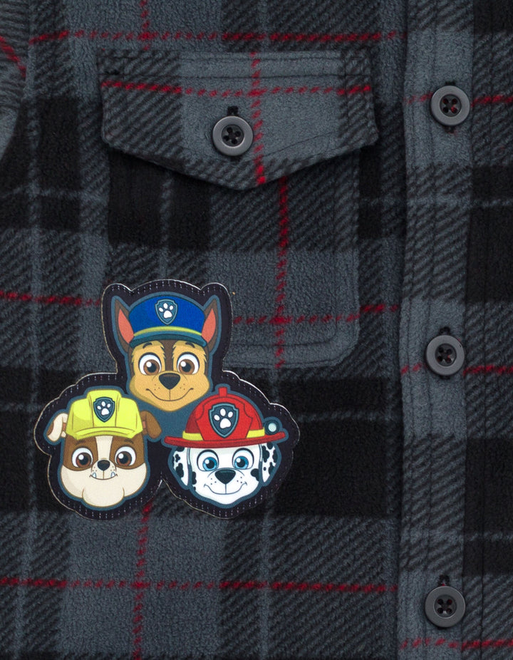 Paw Patrol Toddler Boys' Faux Shearling Shacket Chase Marshall Plaid