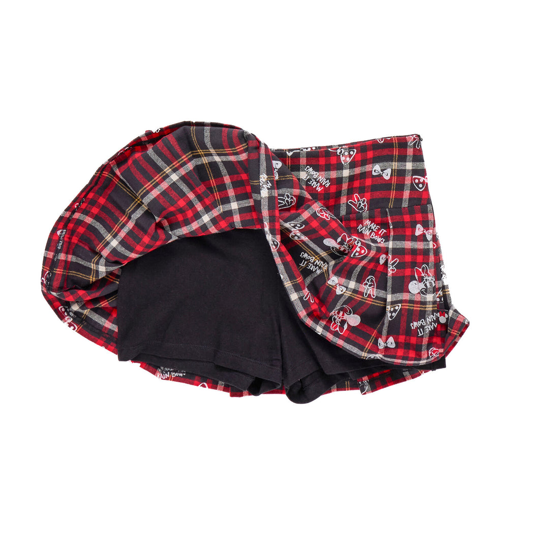 Disney Minnie Mouse Women's Pleated Skirt Red Plaid