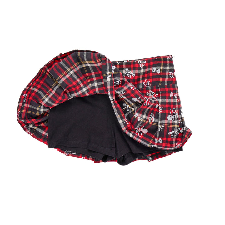 Disney Minnie Mouse Women's Pleated Skirt Red Plaid