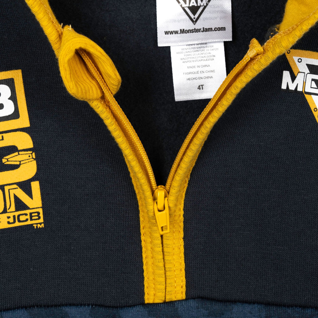 Monster Jam Digatron Boys' Half Zip Fleece Hooded Sweatshirt Grey Gold