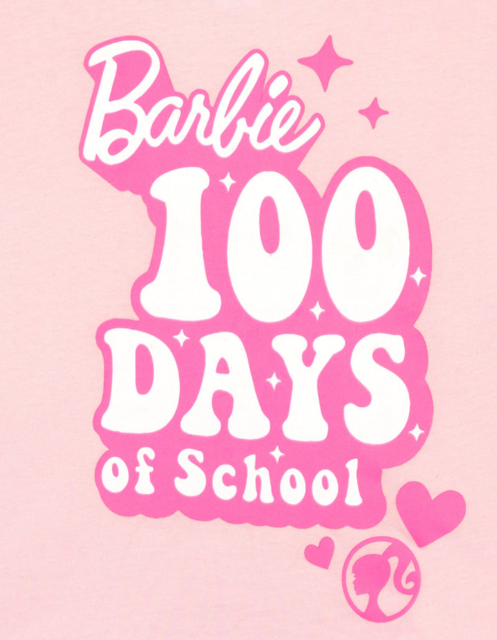 Barbie Girls' Short Sleeve T-Shirt Light Pink Hearts