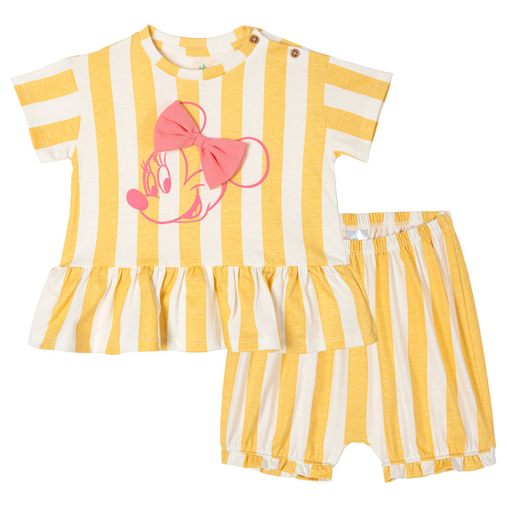 Minnie Mouse Baby Girls' 2-Piece Tee and Bubble Shorts Set Yellow
