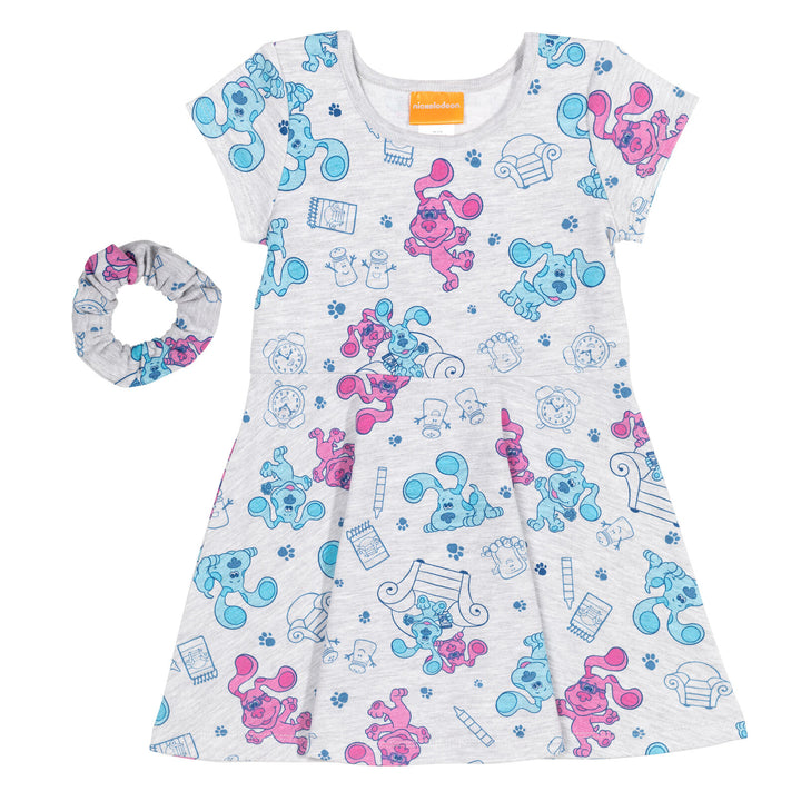 ¡Las pistas de Blue y tú! Vestido de manga corta de felpa francesa con Scrunchy