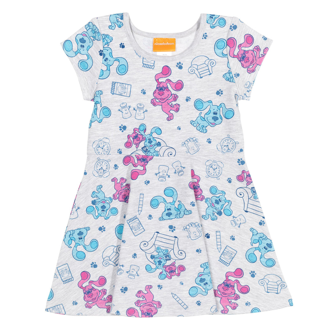 ¡Las pistas de Blue y tú! Vestido de manga corta de felpa francesa con Scrunchy