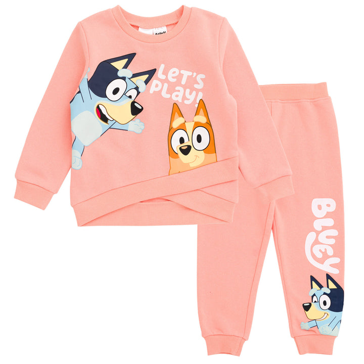 Bluey Fleece Crossover Sweatshirt and Jogger Pants Outfit Set