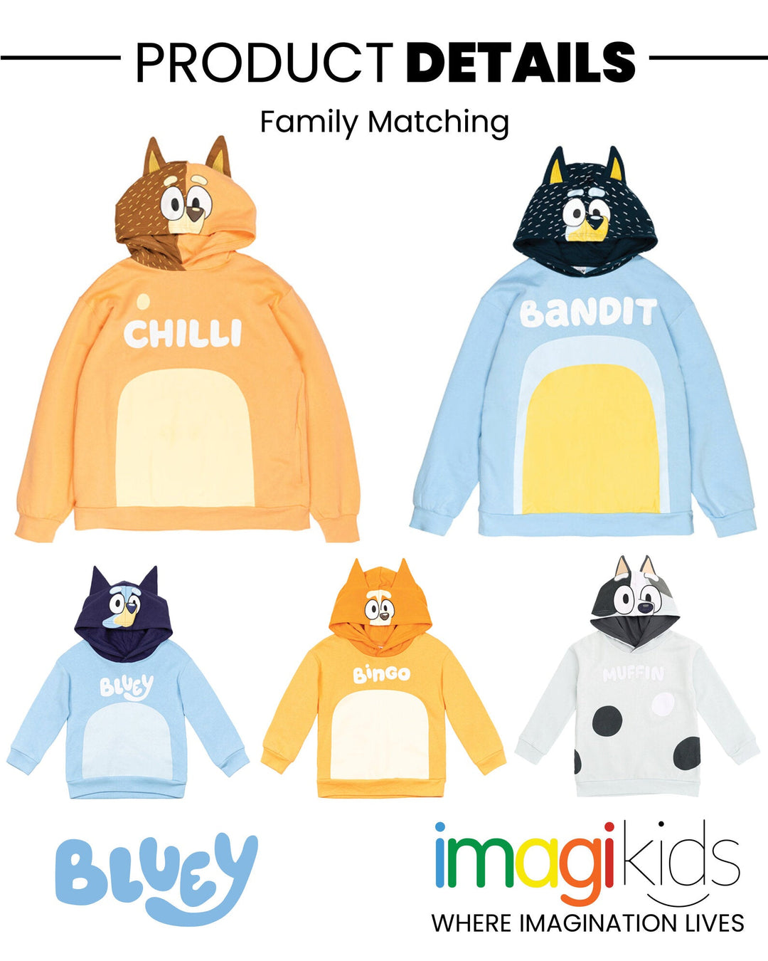 Bluey Fleece Matching Family Cosplay Pullover Hoodie - imagikids