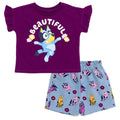 Bluey Girls T-Shirt and Chambray Shorts Outfit Set Toddler to Big Kid