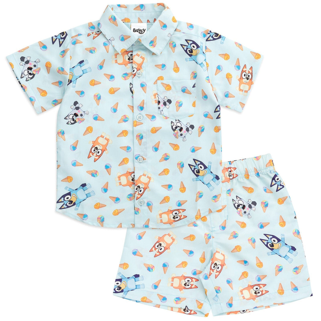 Bluey Hawaiian Button Down Shirt and Shorts - imagikids