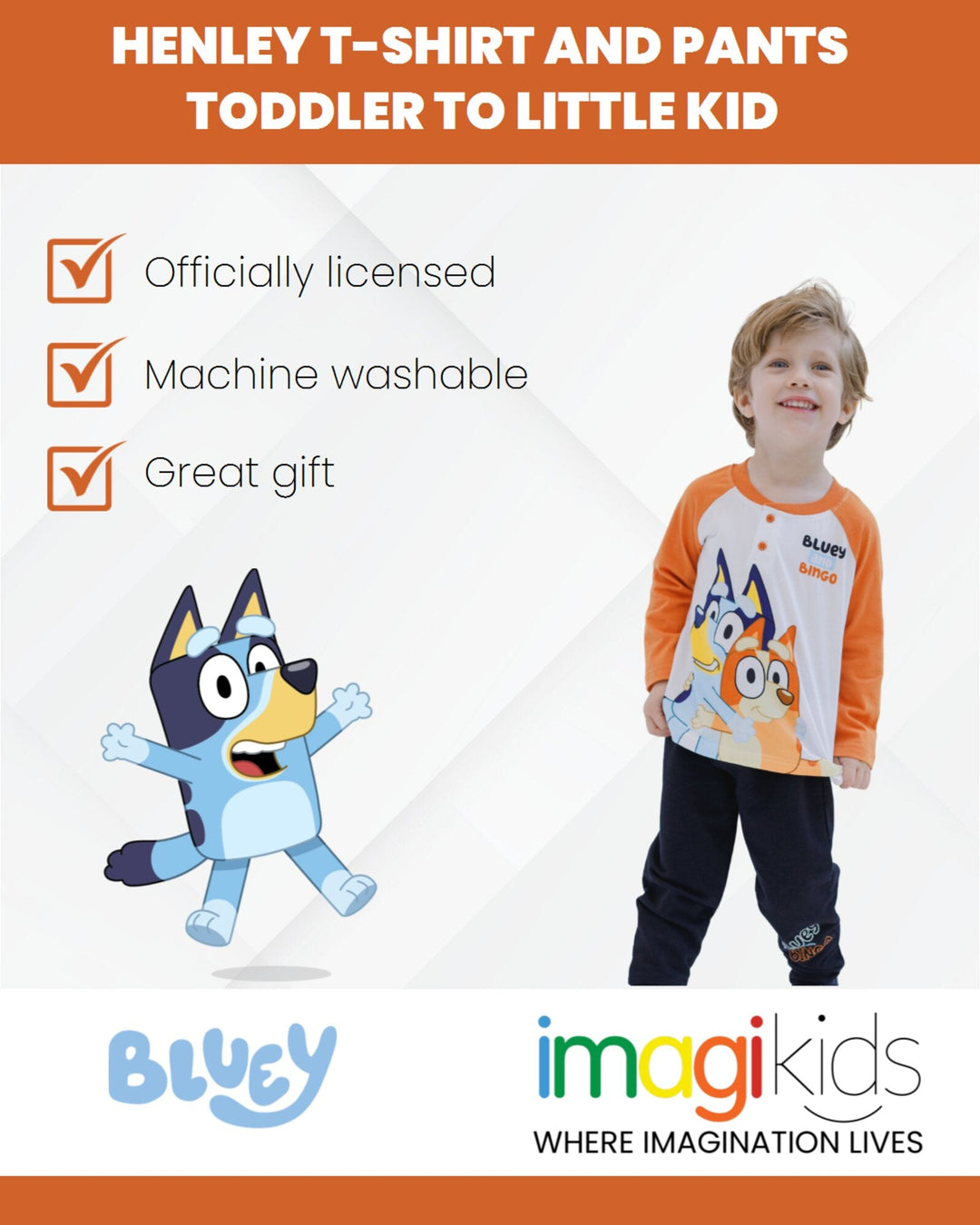 Bluey Henley T - Shirt and French Terry Pants - imagikids