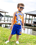 Bluey Mesh Jersey Athletic Tank Top and Basketball Shorts Outfit Set Toddler to Little Kid