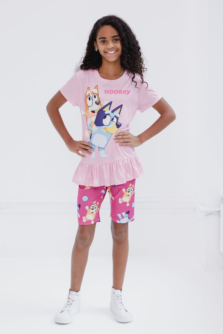 Bluey Peplum T-Shirt and Bike Shorts Outfit Set - imagikids