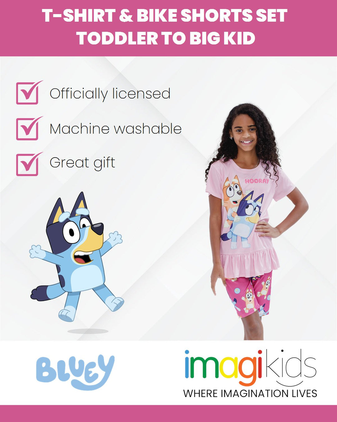 Bluey Peplum T-Shirt and Bike Shorts Outfit Set - imagikids