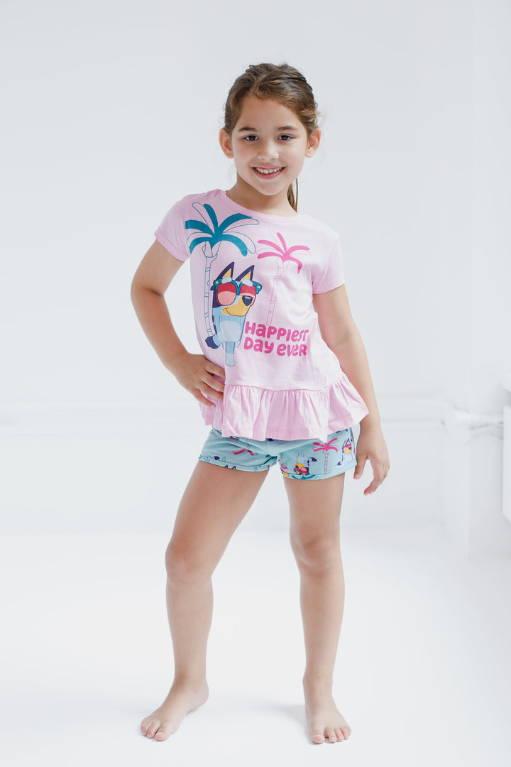 Bluey Peplum T-Shirt and French Terry Shorts Outfit Set