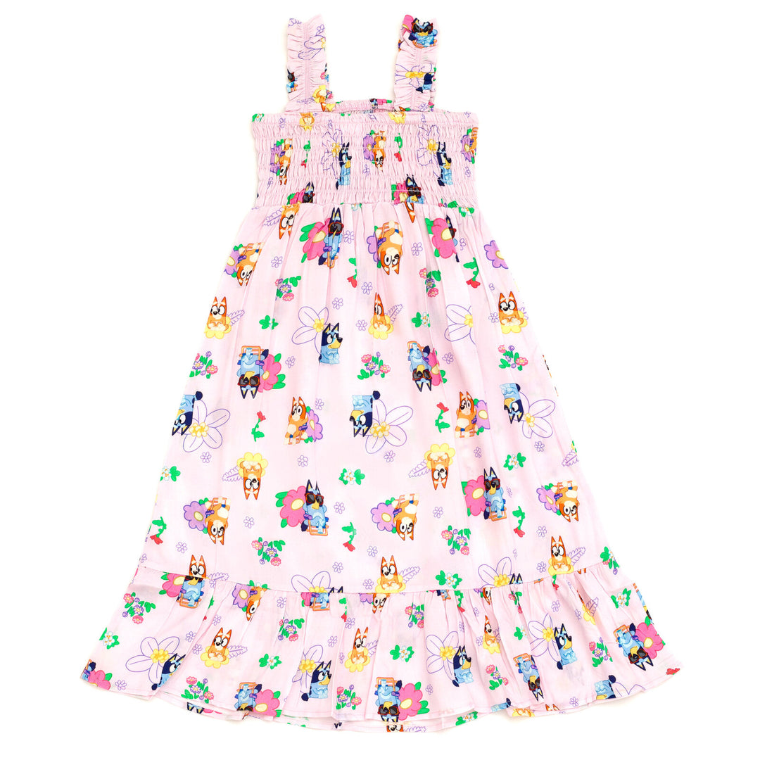 Bluey Bingo Square Neck Smocked Maxi Dress Toddler to Big Kid Bluey Bingo Square Neck Smocked Maxi Dress Toddler to Big Kid