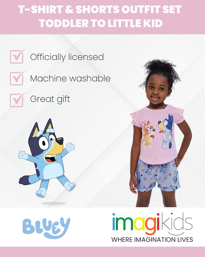 Bluey T - Shirt and Chambray Shorts Outfit Set - imagikids