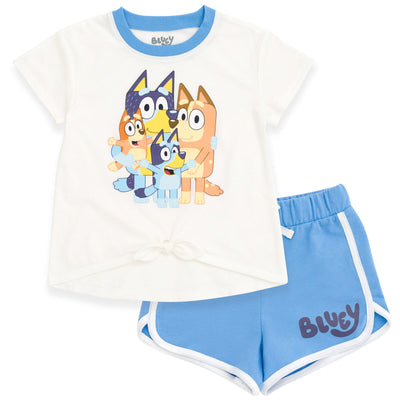 Bluey T - Shirt and French Terry Dolphin Shorts Outfit Set - imagikids