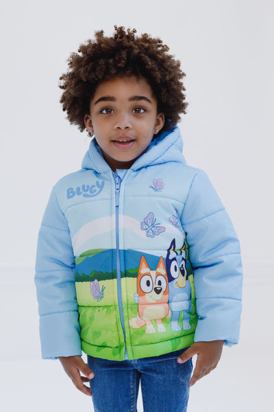 Bluey Zip Up Winter Coat Puffer Jacket