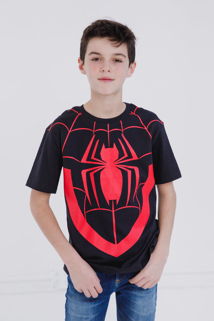 Marvel Spider-Man Boys' Cosplay Short Sleeve T-Shirt Web Black Miles