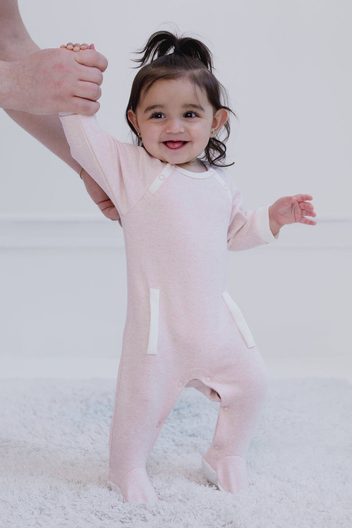 Cozeeme Baby Girls' Footed One Piece Sleep N' Play Heather Pink Ivory