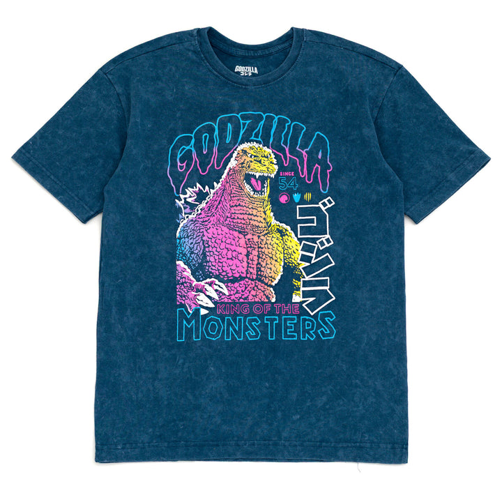 Godzilla Men's Short Sleeve T-Shirt Mineral Wash Navy