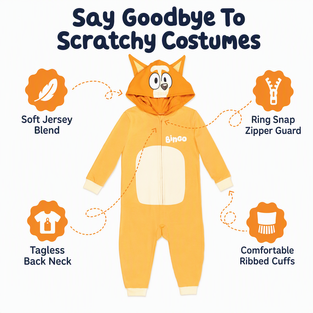 Bluey Cosplay Hooded Coverall Bingo Orange