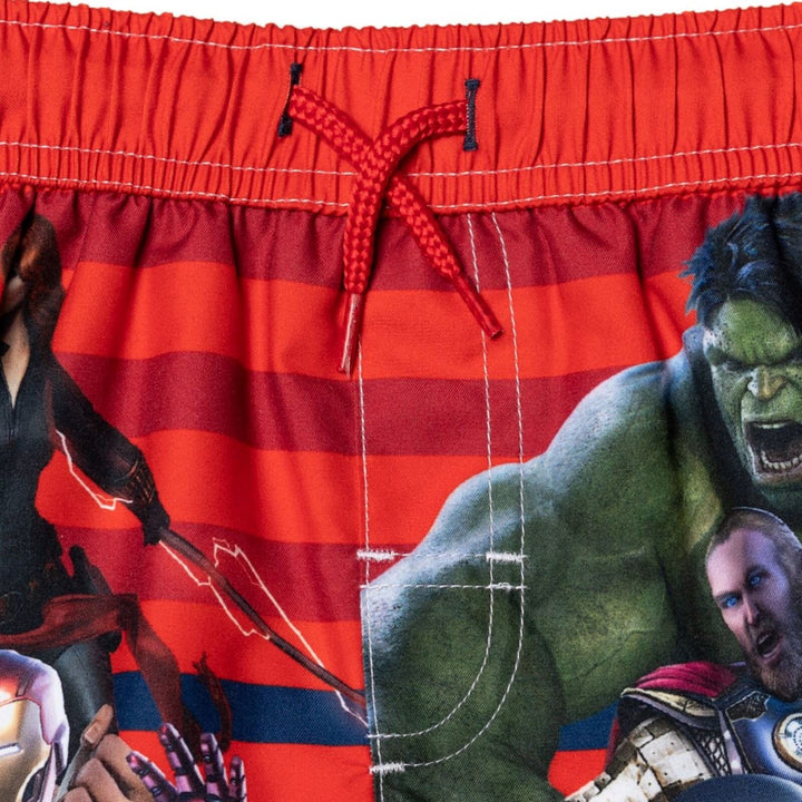 Marvel Avengers Boys' Quick-Dry Swim Trunks with Mesh Liner Red Navy