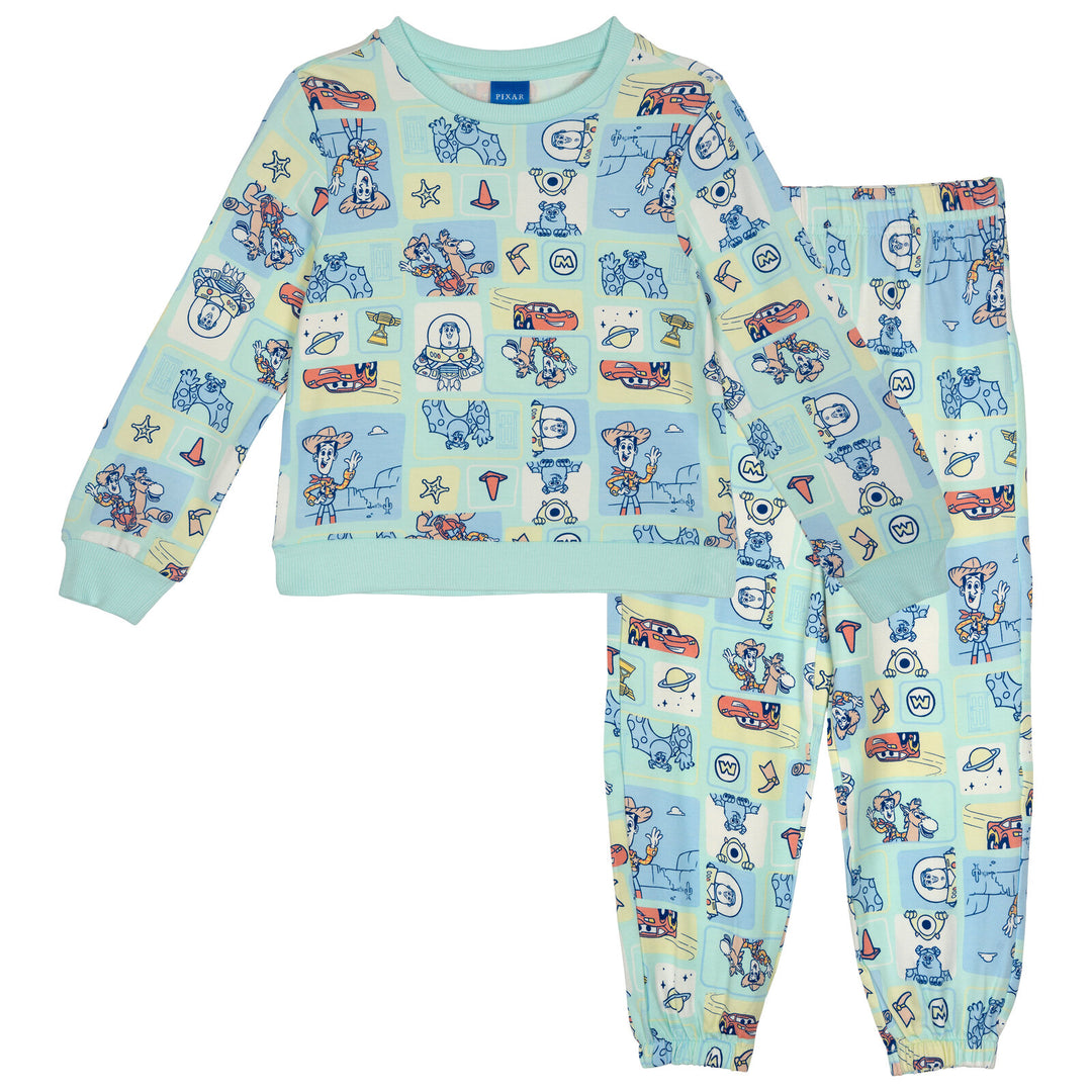 Disney Pixar Girls' 2-Piece Sweatshirt and Joggers Set Pastel Blue