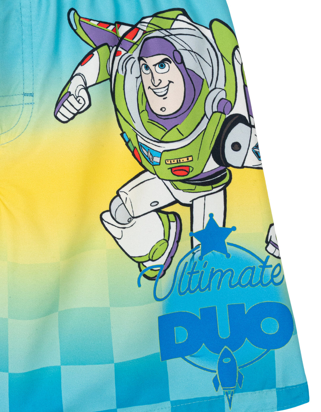 Disney Toy Story Boys' Quick Dry Microfiber Swim Trunks Woody Buzz Yellow Blue
