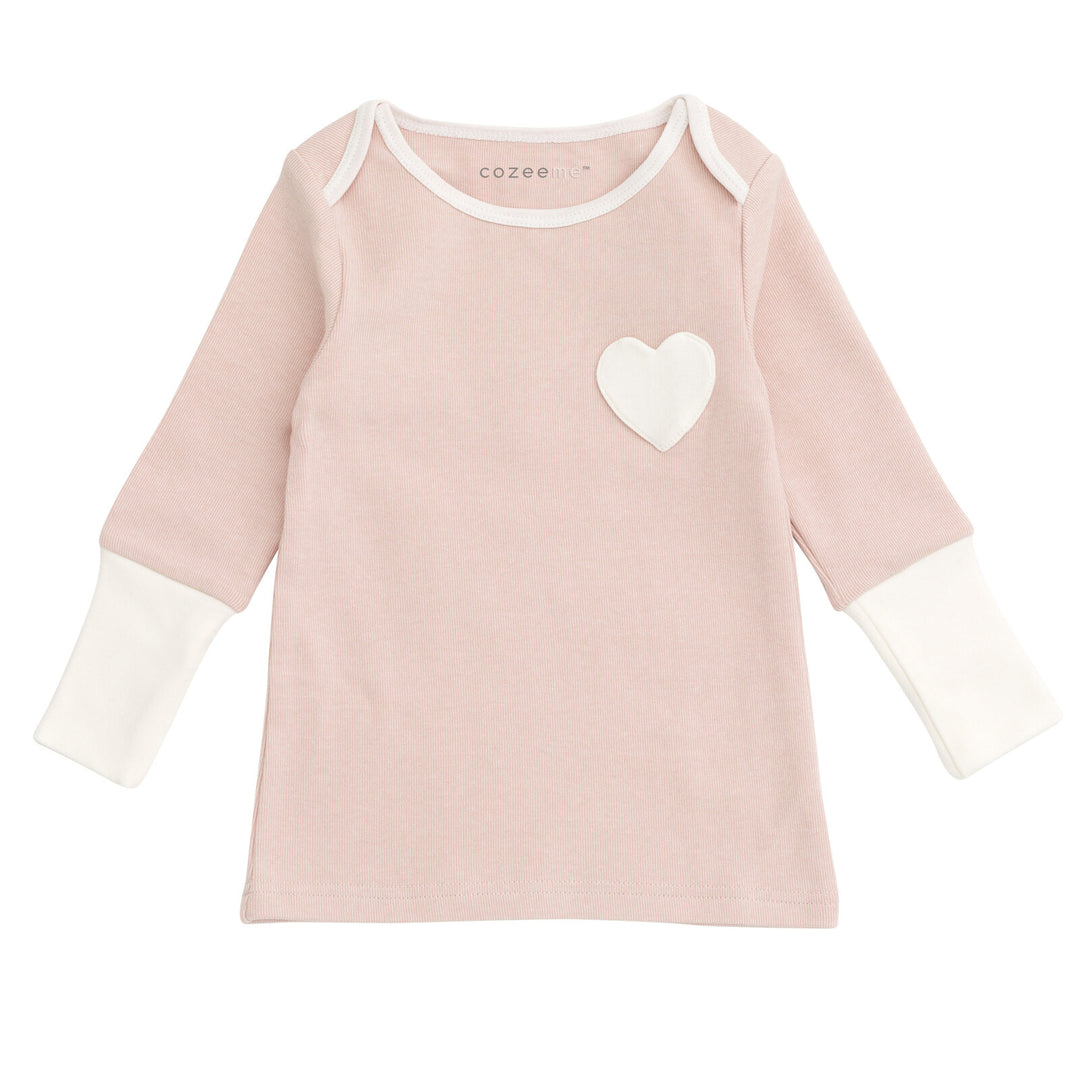 Cozeeme Girls' 2-Piece Tee and Pants Set Ribbed Pale Pink