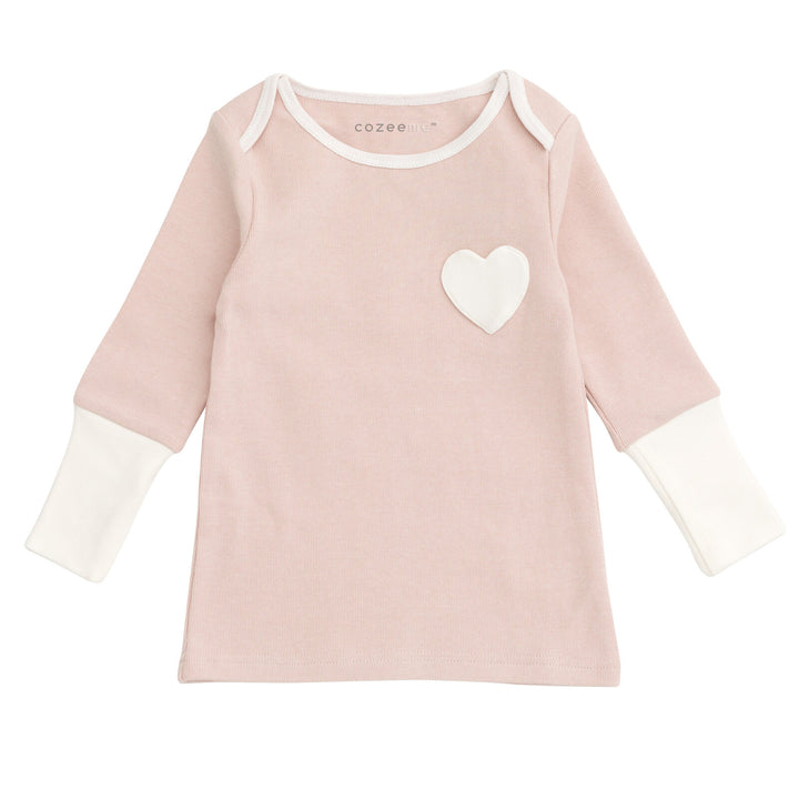Cozeeme Girls' 2-Piece Tee and Pants Set Ribbed Pale Pink