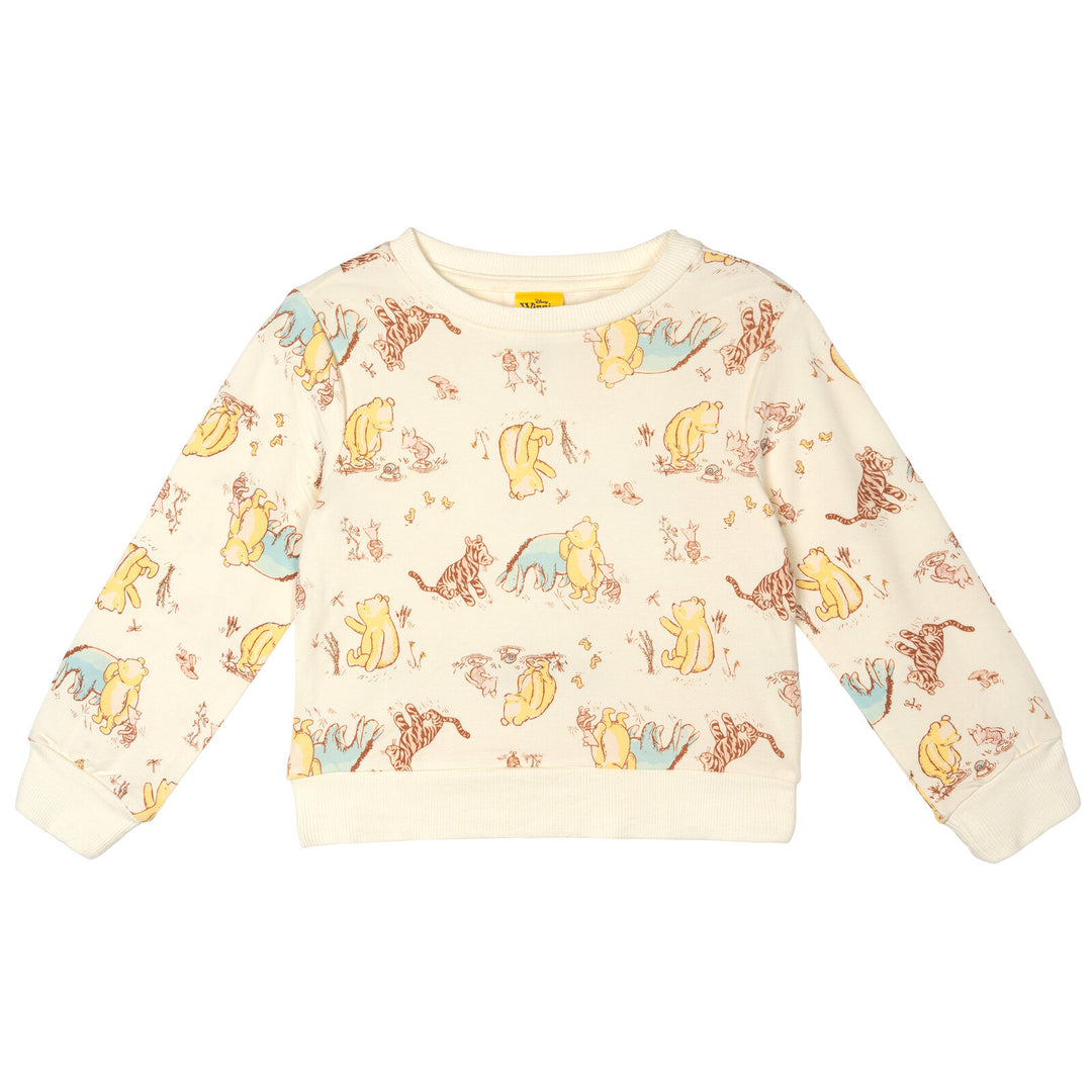 Disney Winnie the Pooh Girls' 2-Piece Sweatshirt and Joggers Set Ivory