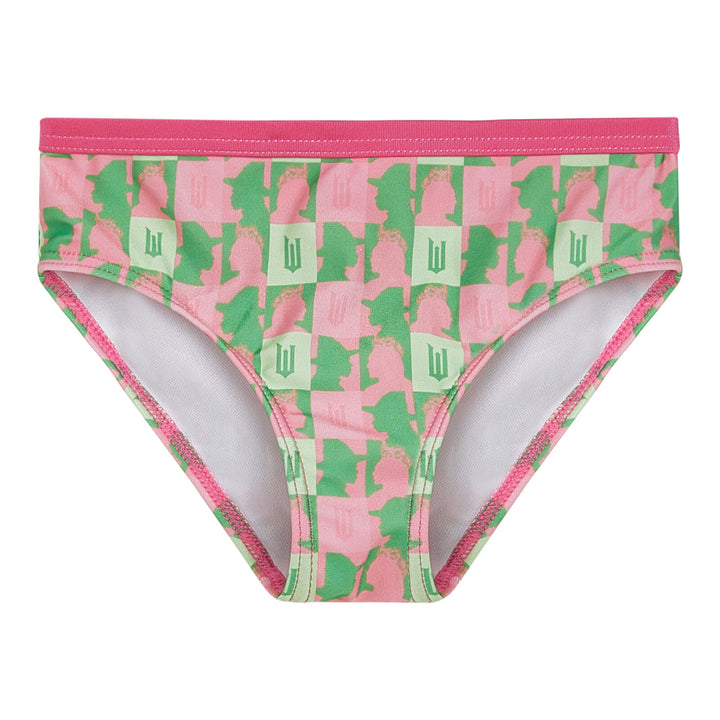 Wicked Girls' Cropped Swimwear Rash Guard and Bikini Set Pink Green