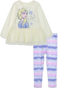 Frozen Queen Elsa Girls' 2-Piece Tutu Top and Leggings Set Ivory Ombre