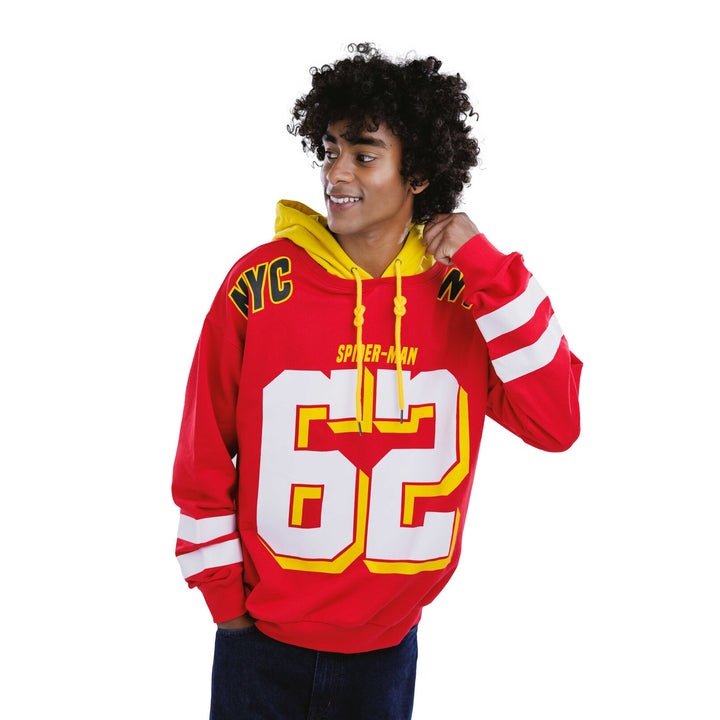 Marvel Spider-Man Men's Fleece Pullover Hoodie Red Yellow Spiderman