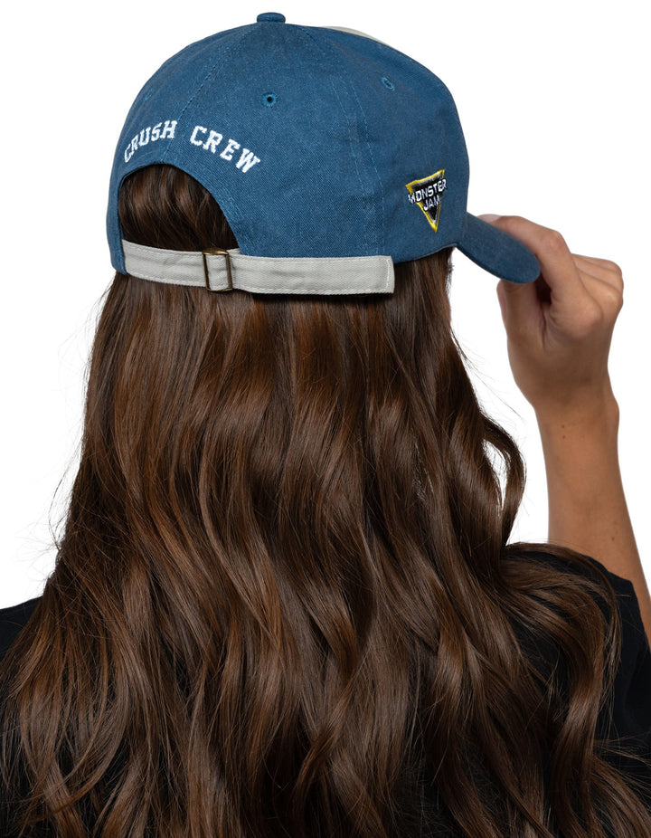 Monster Jam Adult Men or Women Adjustable Strapback Baseball Cap Blue Beige