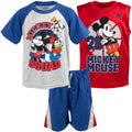 Disney Mickey Mouse Toddler Boys' 3-Piece Tee Tank and Shorts Set Blue Red